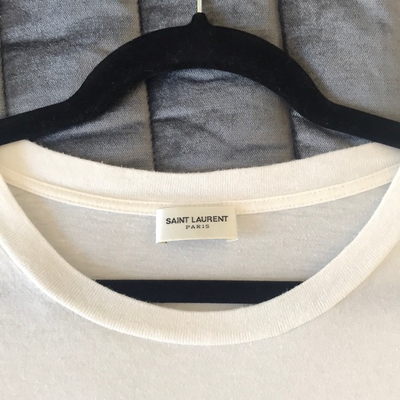 Saint Laurent Men’s White Logo Tee - Picture 2 of 3